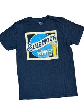 Blue Moon Beer Tee Navy Heather Size Medium